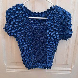 Cobalt Blue Y2K Popcorn Bubble Top